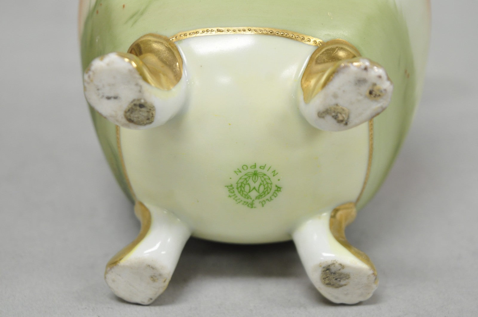 Antique Nippon Moriage Hand Painted Porcelain Purple Iris & Gold Gilt Vase Pair