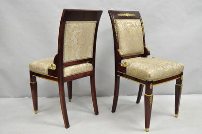 Vintage French Empire Mahogany Side Chairs with Bronze "Sphinx" Ormolu - a Pair