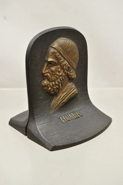 Vintage Bradley & Hubbard Cast Iron Dante and Homer Bookends - a Pair