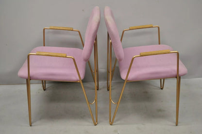 Alessandra Delgado "Bruna" Minimalist Purple Gold Hairpin Lounge Chairs - a Pair