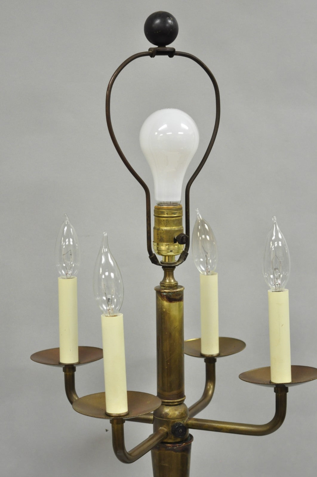 Vintage Tommi Parzinger Style Ceramic Painted "Candles" Brass MCM Table Lamp