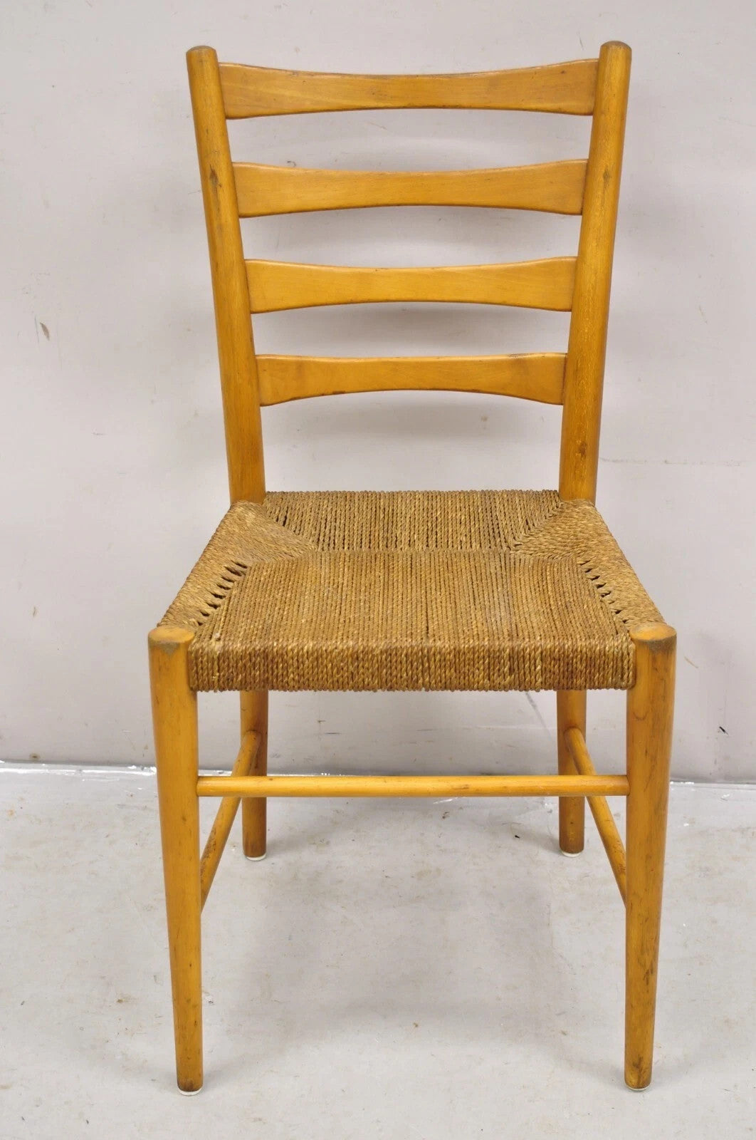 Vintage Gefa Gemla Mid Century Danish Modern Ladderback Rush Seat Side Chair