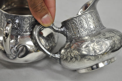 Antique James W Tufts 1948 Silver Plated Art Nouveau Tea Set - 5 Pc Set