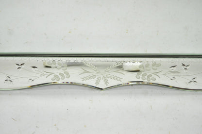 Vintage Venetian Art Deco Scalloped Edge Floral Etched Glass Large Wall Mirror