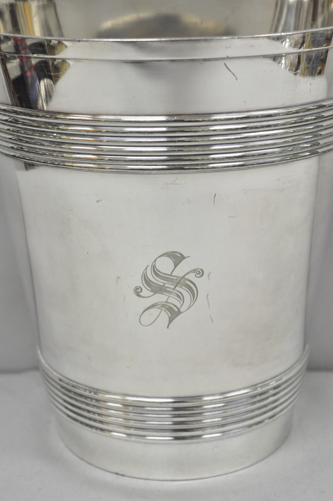 International Wilcox English Regency Silver Plated Champagne Ice Bucket "S" Mono