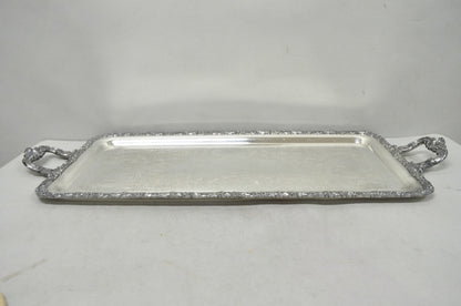 Vintage English Victorian Silver Plated Copper Narrow Serving Platter Bar Tray