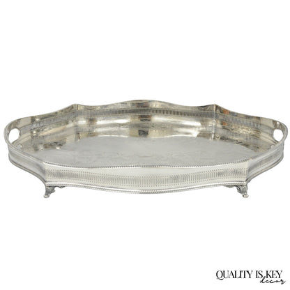 Vintage William Adams Sheffield England Edwardian Silver Plated Scalloped Tray