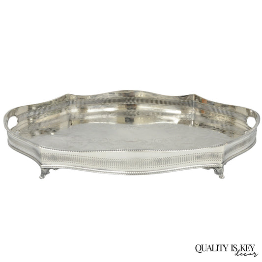 Vintage William Adams Sheffield England Edwardian Silver Plated Scalloped Tray