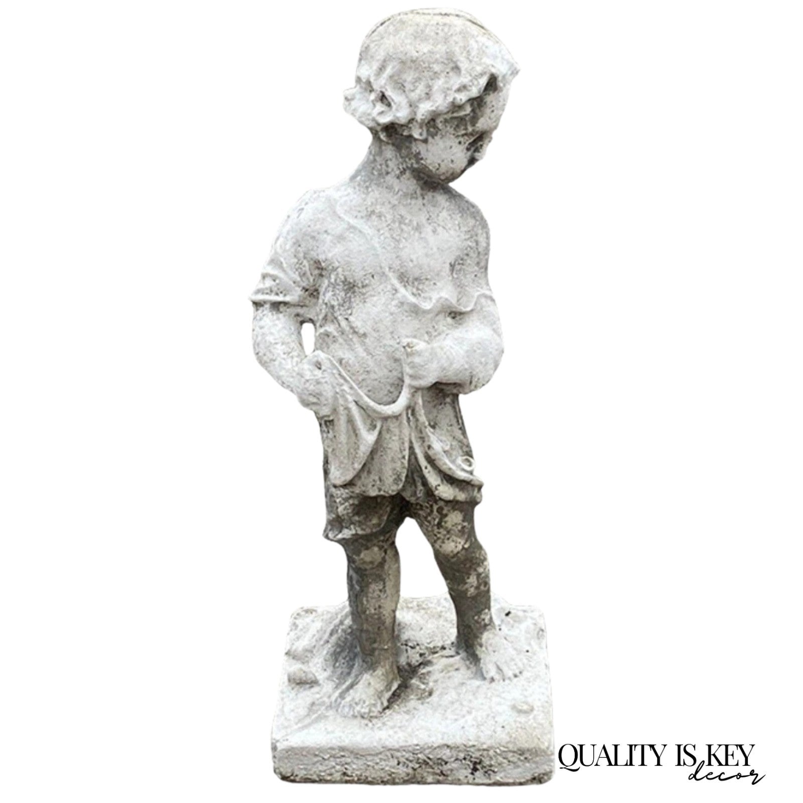 Vintage Four Seasons Cherub Putti Cast Cement 32" Lawn Ornament Garden Statue