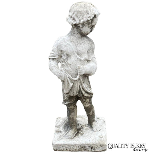 Vintage Four Seasons Cherub Putti Cast Cement 32" Lawn Ornament Garden Statue