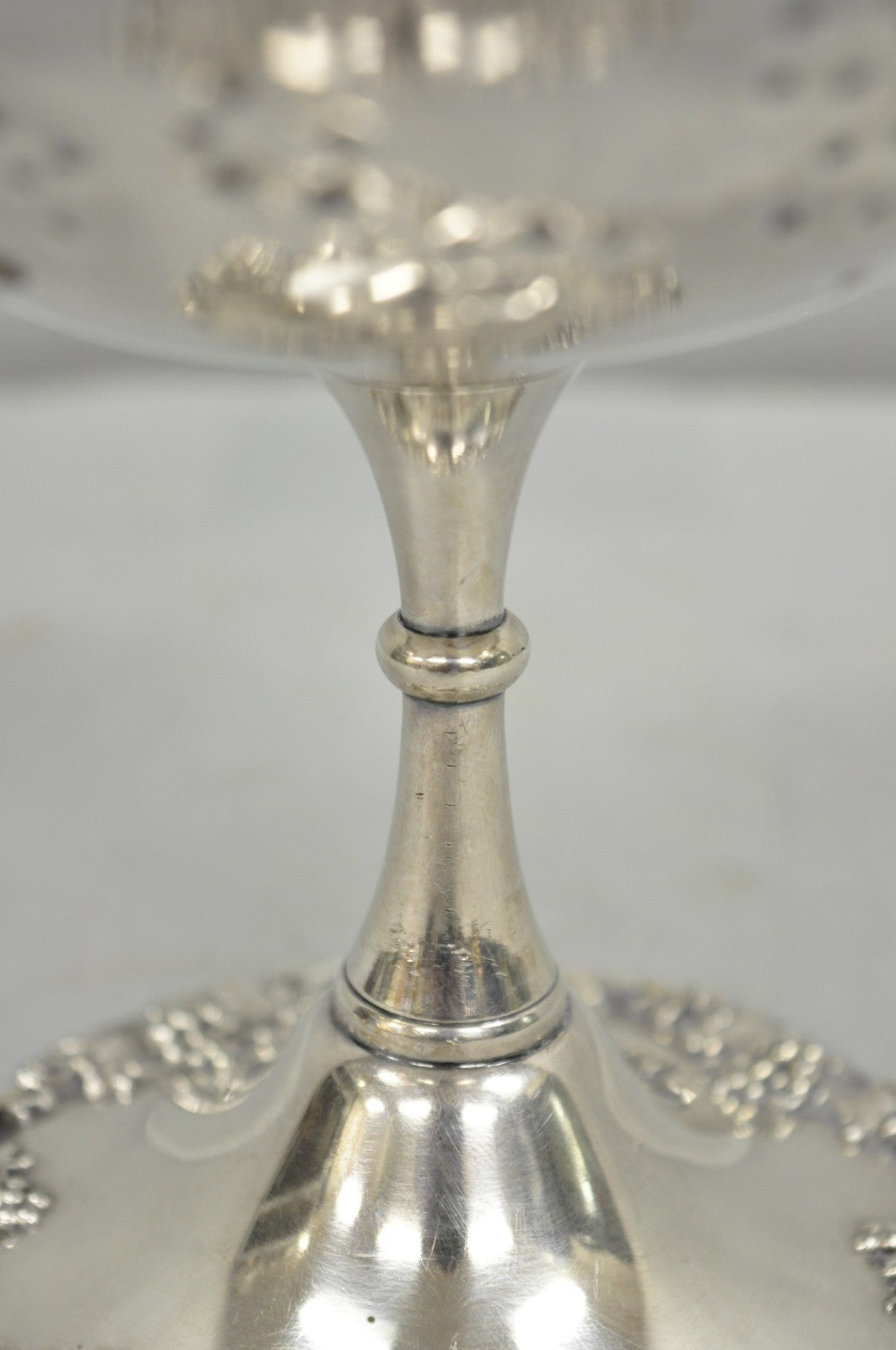 Victorian Silver Plated Grapevine Repousse Pedestal Candy Nut Dish by Barbour
