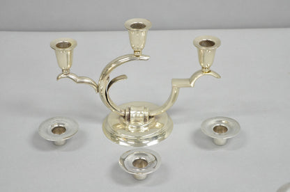 Salvador de la Serna Art Deco Sculptural 925 Sterling Silver Candlestick - Pair