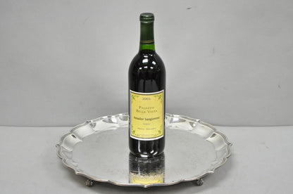 Vintage International Silver Co Large Round Silver Plated Footed Serving Tray