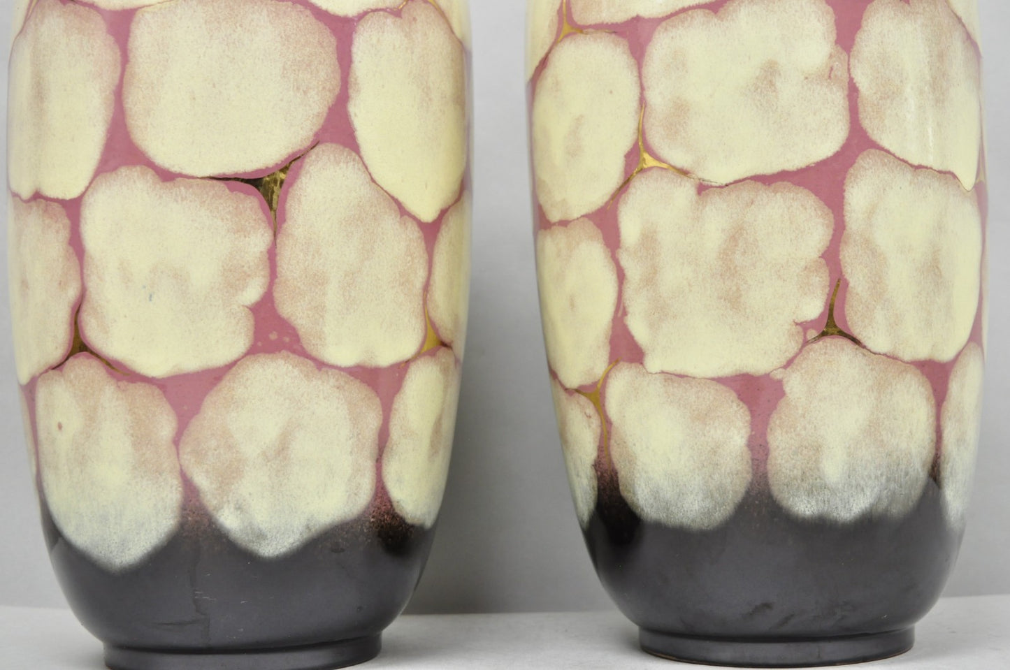Mid Century Modern Carstens Tönnieshof Tortoise Shell 15" Pottery Vase - a Pair