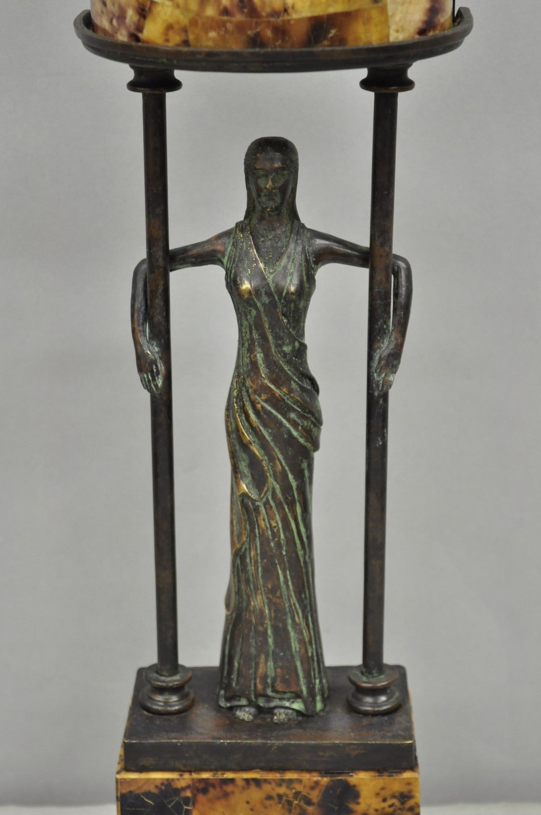 Vintage Maitland Smith Art Deco Art Nouveau Bronze Lady Figural Table Lamp