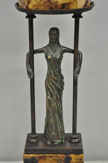 Vintage Maitland Smith Art Deco Art Nouveau Bronze Lady Figural Table Lamp