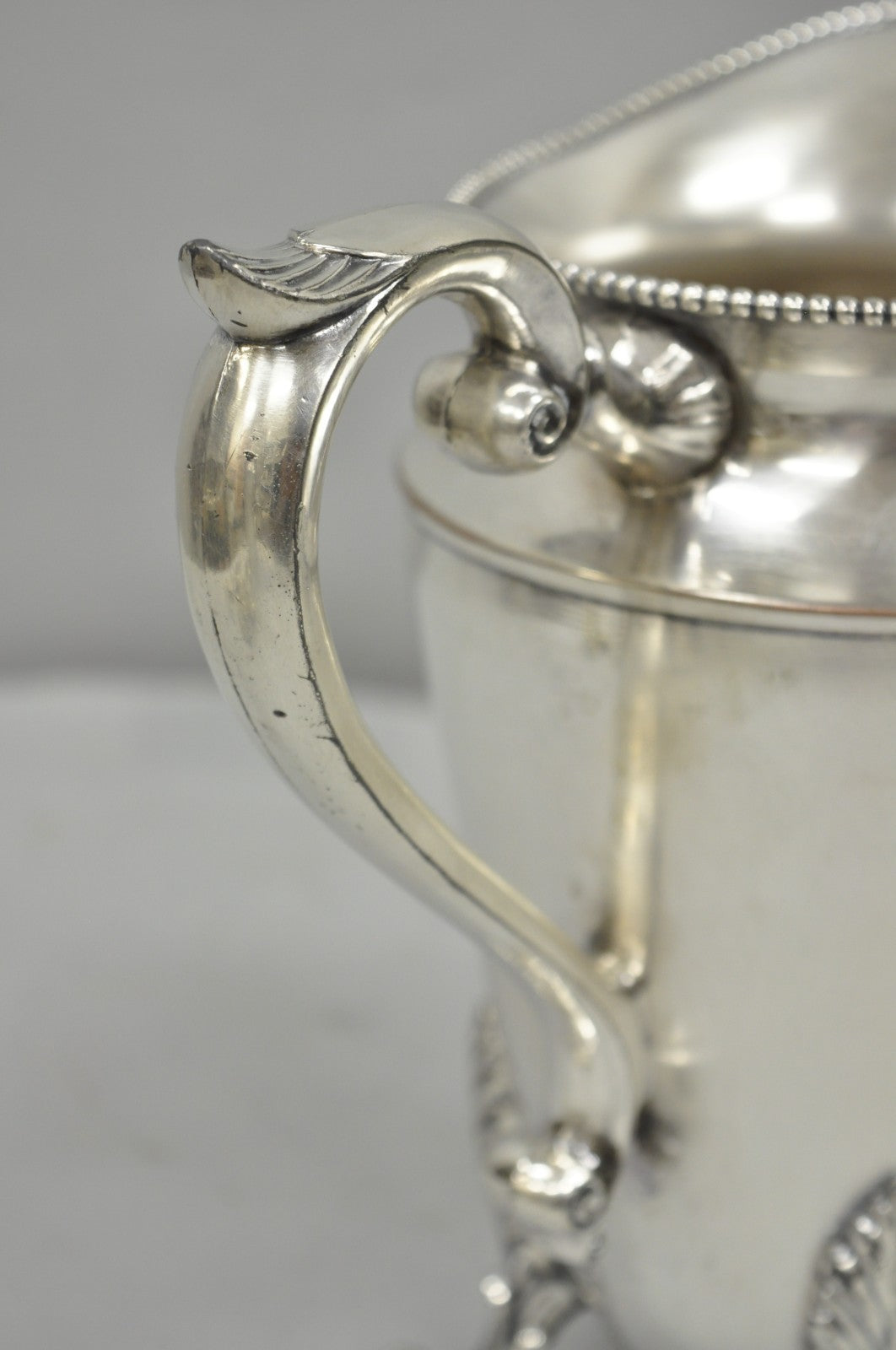 Vintage Victorian Silver Plated Bulbous Footed Water Pitcher w/ Handle by HS