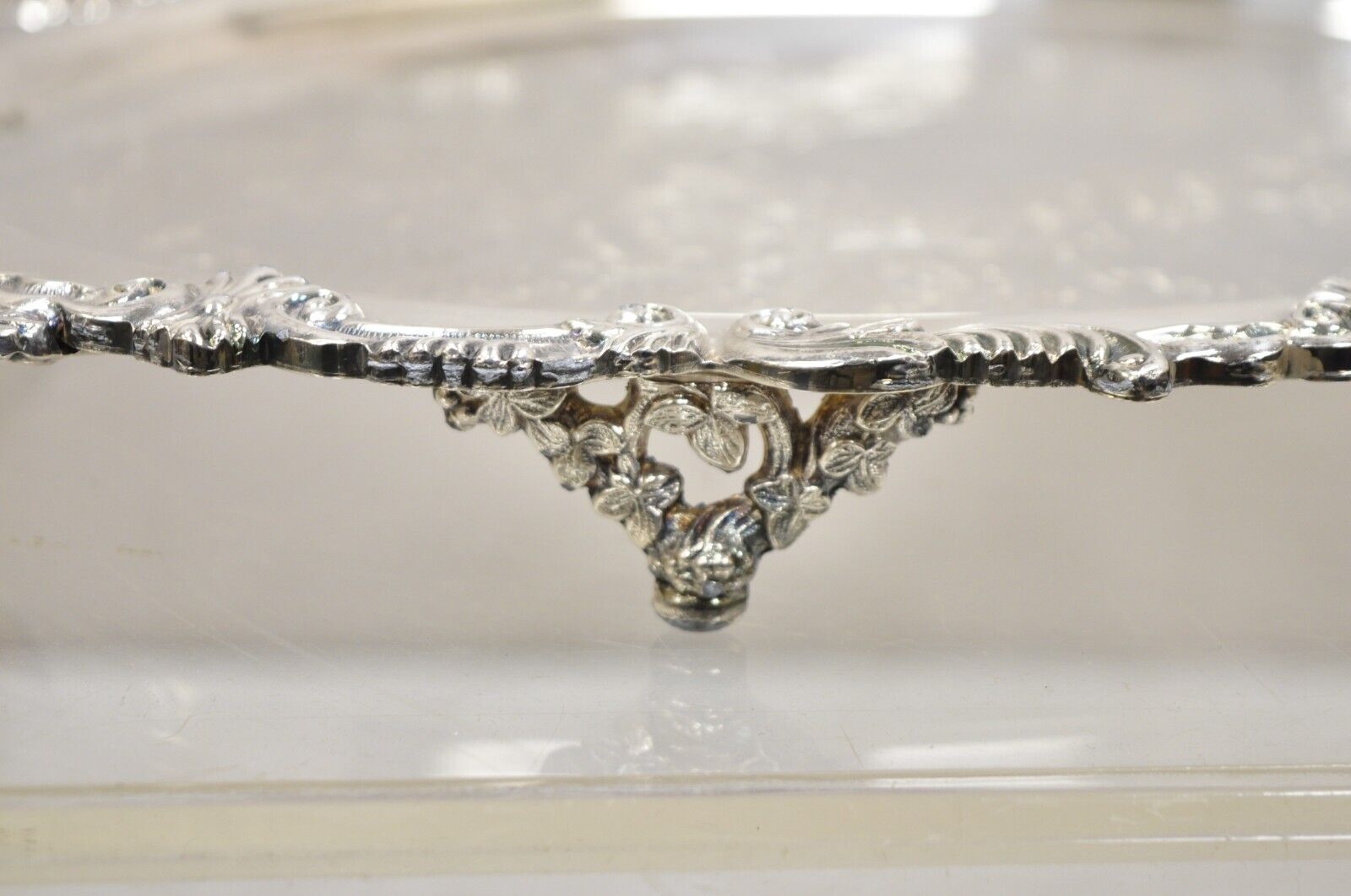 Vtg Sheffield English Victorian Style Silver Plated Oval Serving Platter Tray