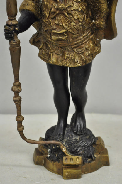 Vintage Moorish Venetian Blackamoor Figural Bronze Candelabra Candle Holder