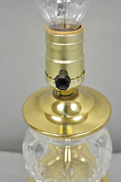 Waterford Style Small Petite Cut Glass Brass Boudoir Table Lamp by Great Creator