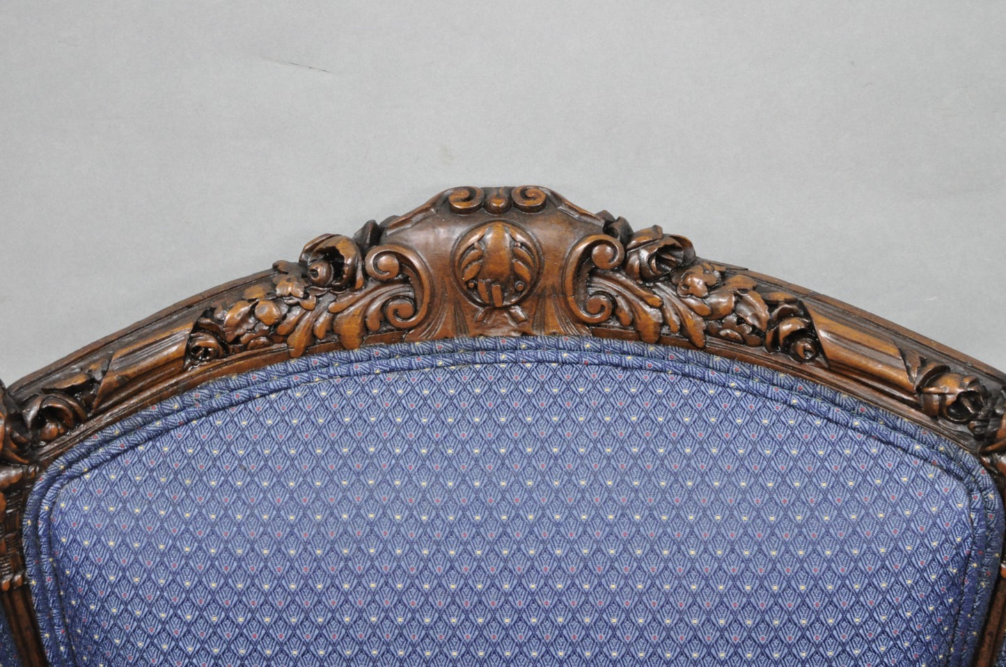 Antique French Renaissance Louis XV Style Carved Walnut Wingback Arm Chair