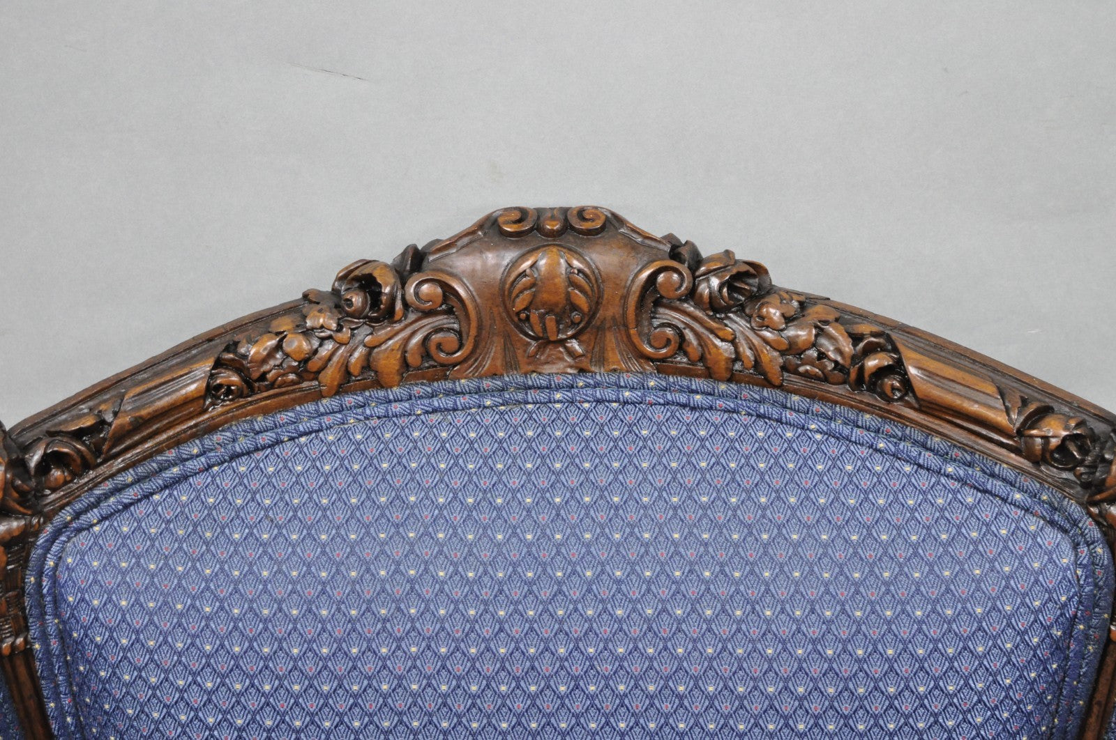 Antique French Renaissance Louis XV Style Carved Walnut Wingback Arm Chair
