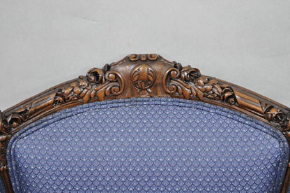 Antique French Renaissance Louis XV Style Carved Walnut Wingback Arm Chair