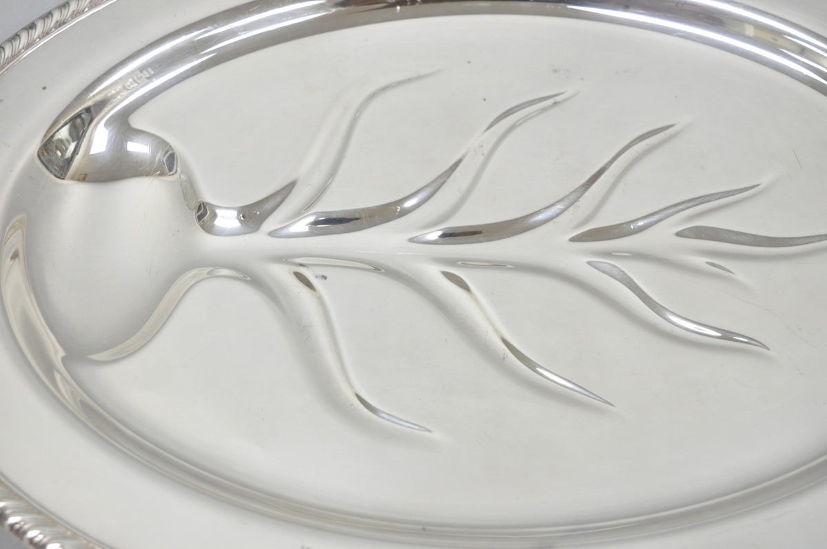 Vintage W.M. Rogers 810 Regency Silver Plated Oval Meat Cutlery Serving Platter