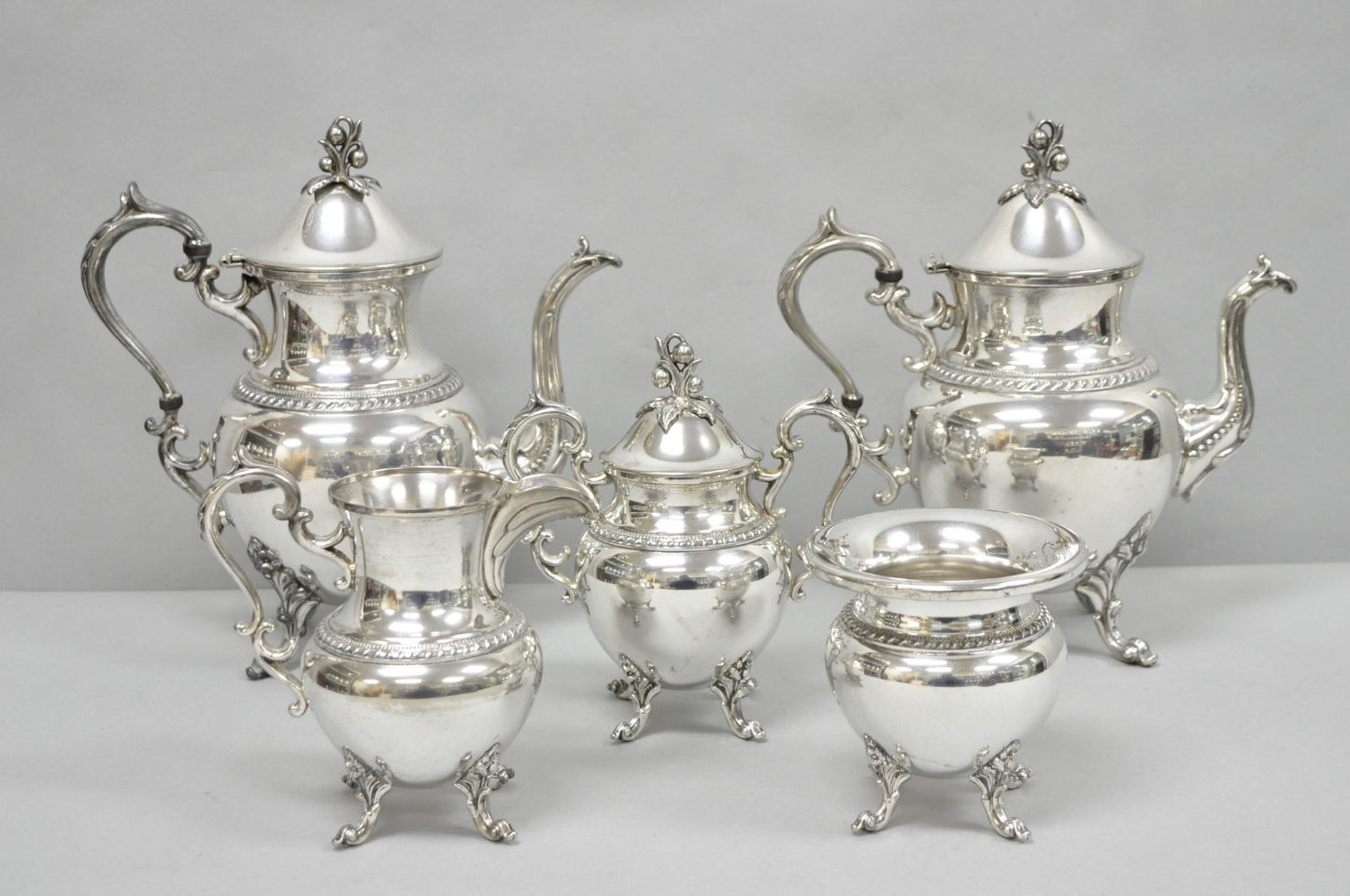 Vintage Birmingham English Art Nouveau Silver Plated Tea Service - 5 Pc Set