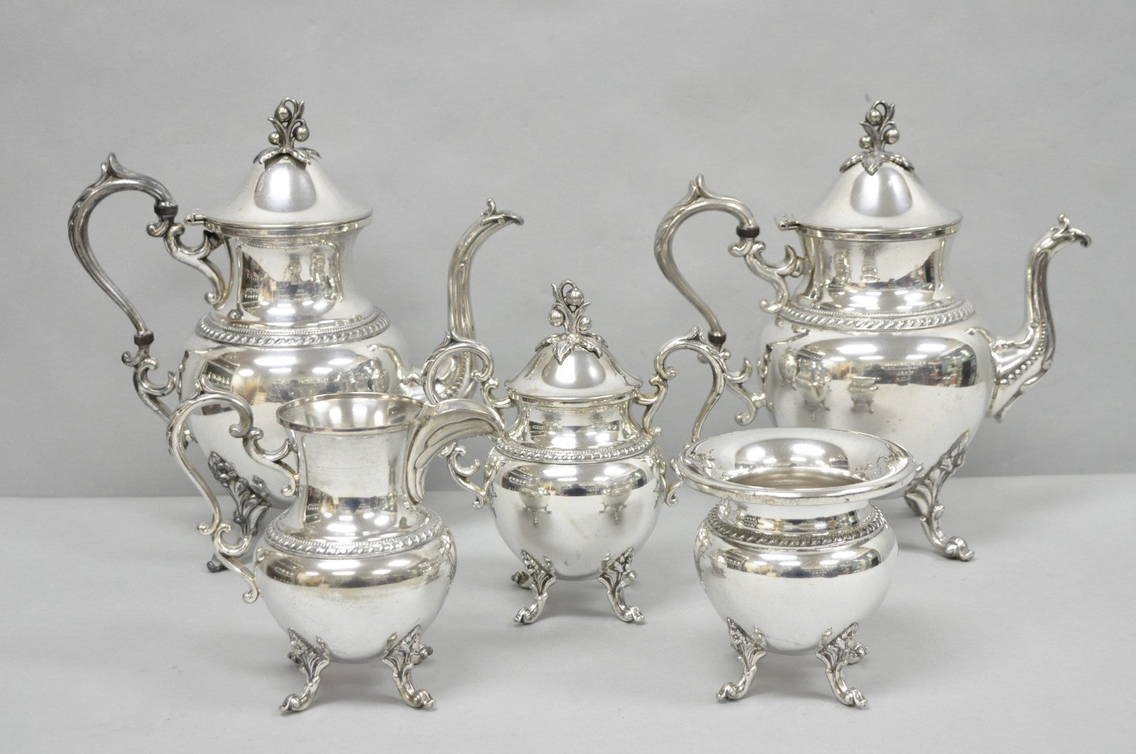 Vintage Birmingham English Art Nouveau Silver Plated Tea Service - 5 Pc Set