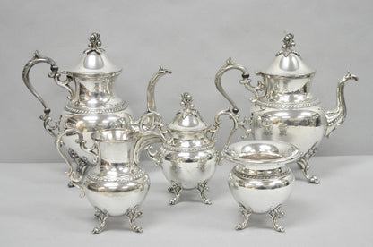 Vintage Birmingham English Art Nouveau Silver Plated Tea Service - 5 Pc Set