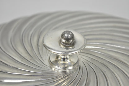 Antique Meriden B Co Spiral Swirl Silver Plated Covered Serving Dish Tureen Pair