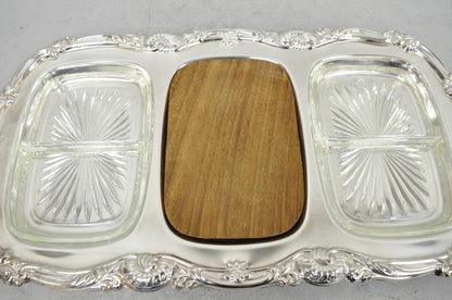 Newport Gorham YB157 Silver Plated 3 Section Cheese Cracker Serving Platter Tray