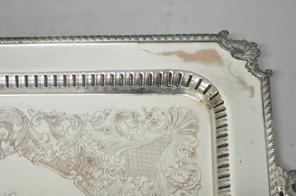 Vintage English Victorian Large Silver Plated Twin Handle Serving Platter Tray