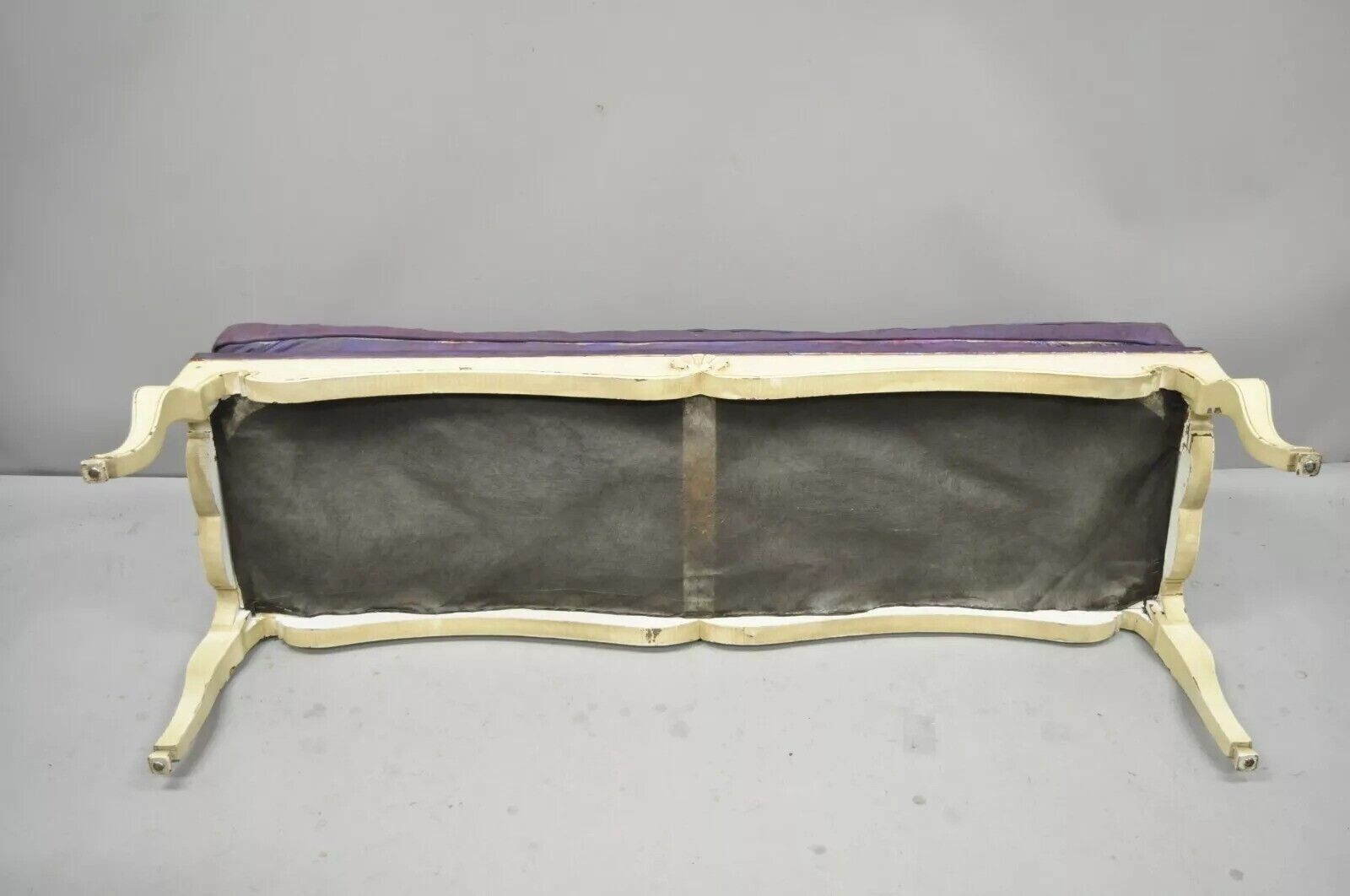 Vintage French Regency Neoclassical Style Hoof Foot 62" Upholstered Window Bench