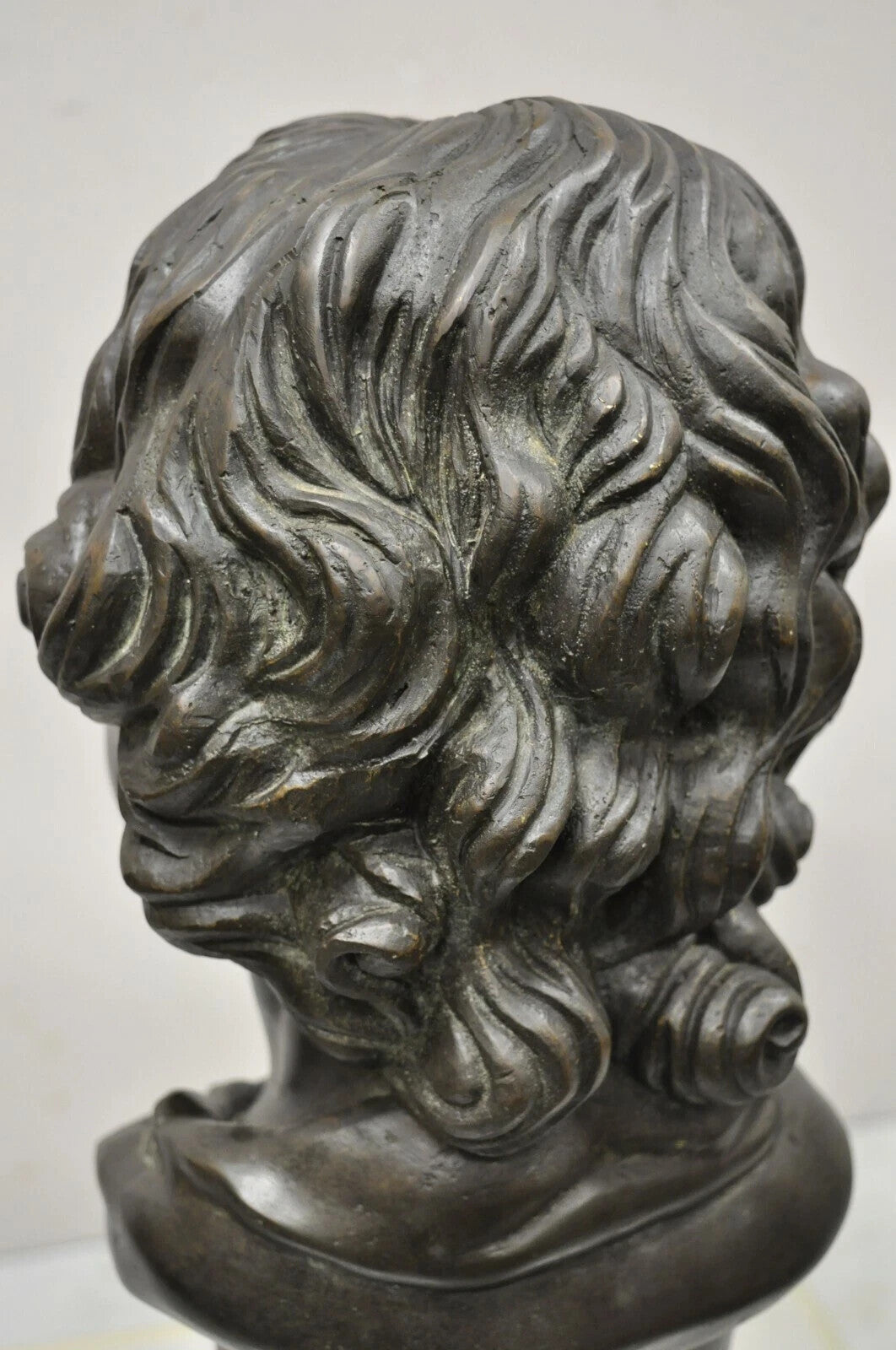 Maitland Smith Victorian Style 19" Bronze Boy Bust Head Sculpture on Marble Base