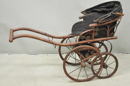 Antique Victorian Bentwood Small Child Size Decorative Baby Buggy Carriage