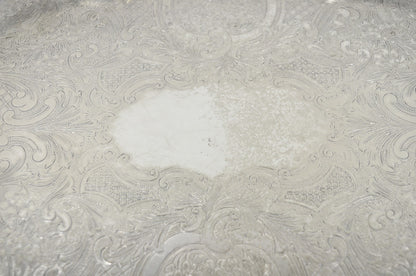 Sheffield England Chippendale Silver Plated Scalloped Serving Platter Bar Tray