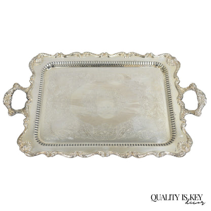 English Silver Large Victorian Silver Plated Rectangular Serving Platter Tray