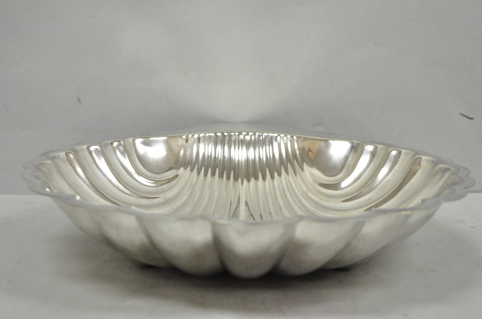 Vintage Mid Century Modern Large Silver Plated Clam Shell Serving Dish Platter