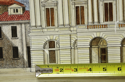 Vintage Fornasetti Milano Italy Italian Large Tole Metal Tray Piazza della Scala