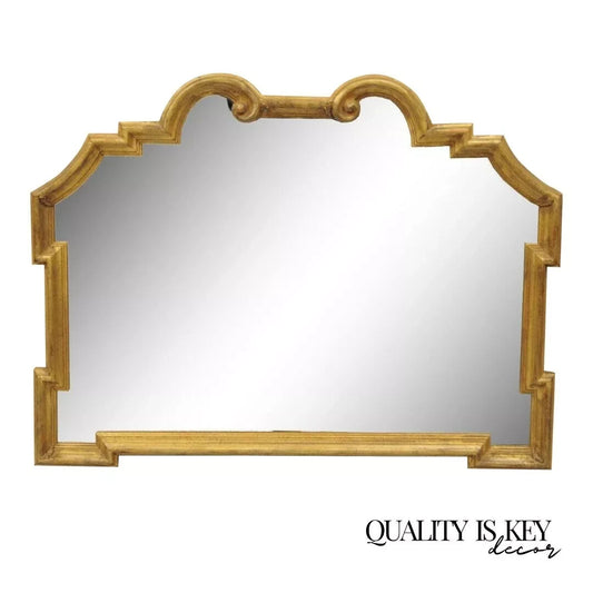 Vintage Italian Hollywood Regency Gold Gilt Carved Wood 32 x 40 Wall Mirror