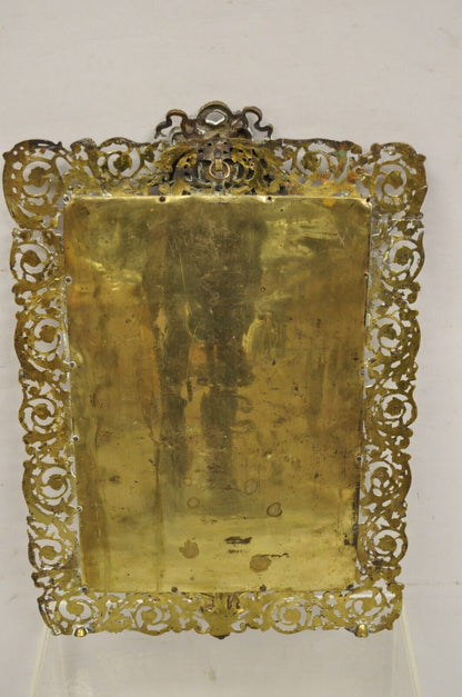 Antique French Renaissance Louis XV Gilt Bronze Figural Cherubs Beveled Mirror