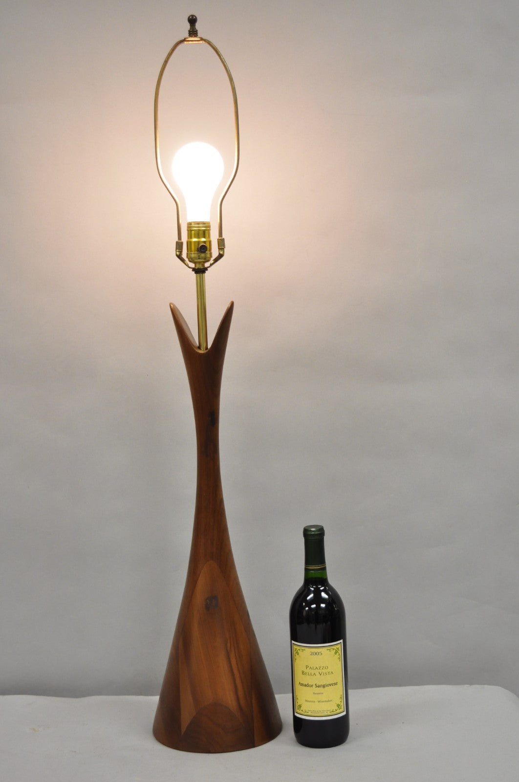 Vintage Mid Century Modern Sculptural Walnut Wood Danish Modernist Table Lamp