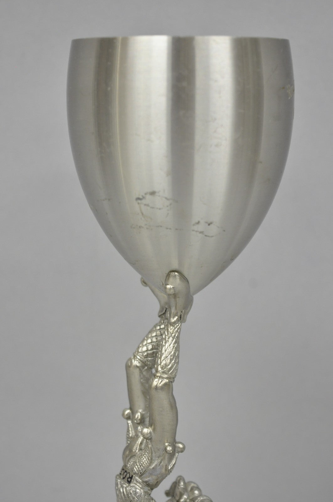 Vintage Royal Order of Jesters Figural Pewter Metal Award Goblet Chalice