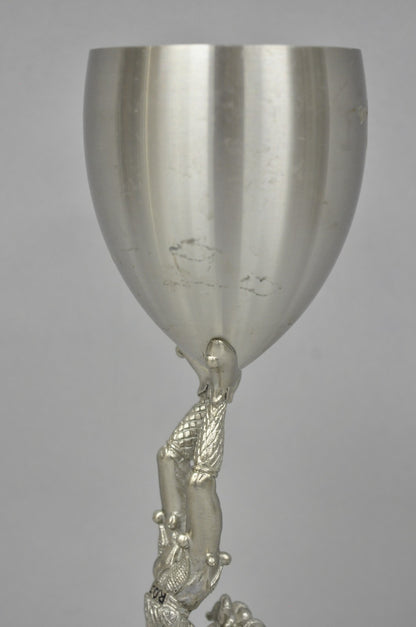 Vintage Royal Order of Jesters Figural Pewter Metal Award Goblet Chalice