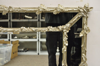 Vintage Friedman Brothers Hollywood Regency Silver Gilt Faux Bois Wall Mirror