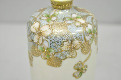 Antique Nippon Art Nouveau Hand Painted Gold Gilt Porcelain Small Cylinder Vase