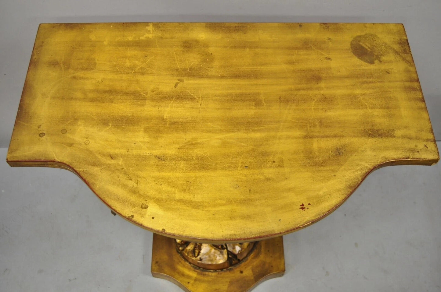 Vintage Neoclassical Style Gold Carved Wood American Eagle Console Hall Table