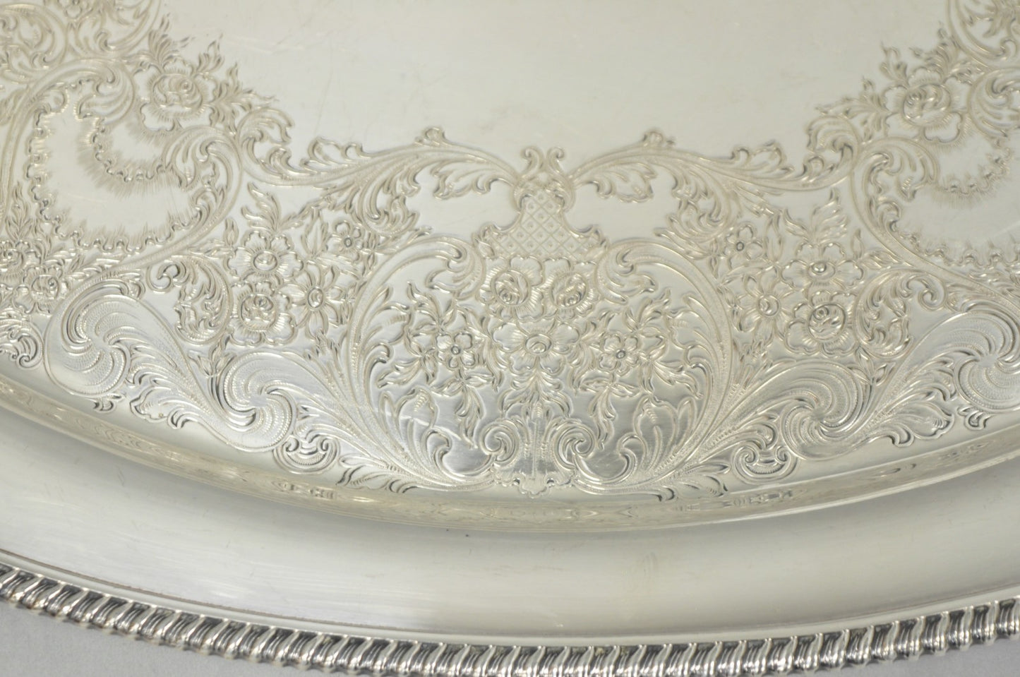 Vintage English Victorian EGW&S Silver Plated Oval Serving Platter Tray w/ Mono